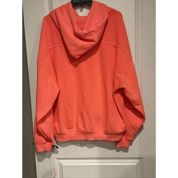 New Free People FP Movement Size S Final Call Hoodie Sweatshirt Neon Coral - Picture 8 of 11